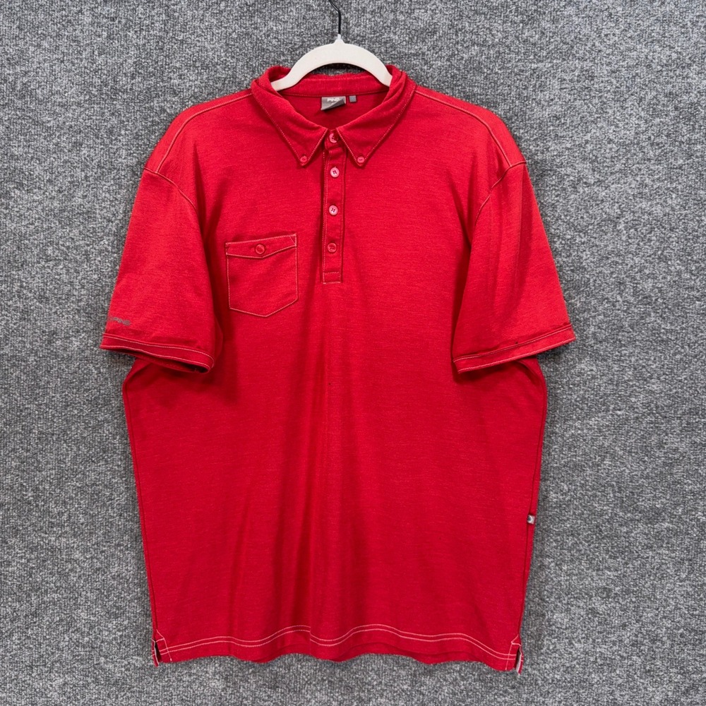 Ping Polo Shirt Mens Large Red SensorCool Short Sleeve Golf Performance Pocket